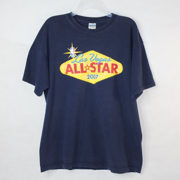 NBA BASKETBALL 2007 LAS VEGAS ALL-STAR TSHIRT SZ XL GILDAN NAVY/YELLOW COTTON - Picture 2 of 12